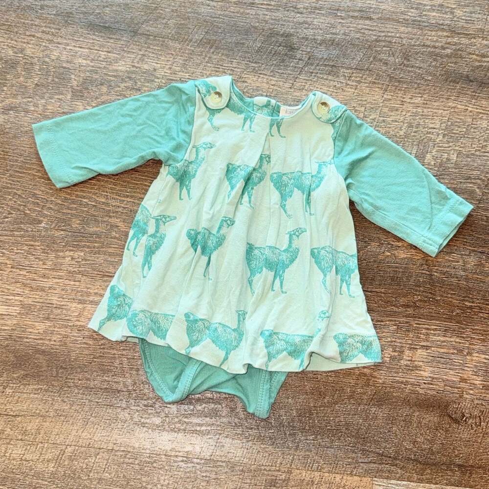 Kate Quinn Bamboo Collection Long Sleeve Llama Print Bodysuit Dress 0-3 months